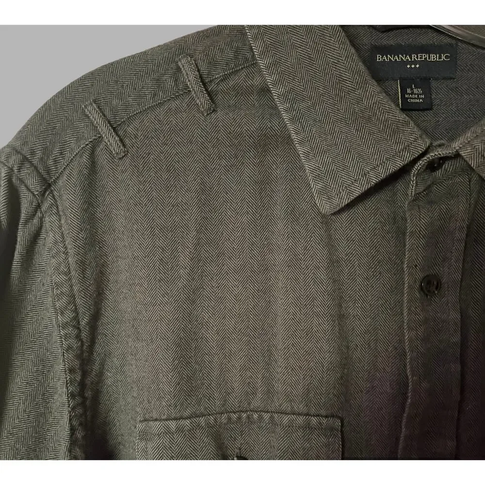Banana Republic Mens Button Down Cotton Shirt Sz L 16/16.5